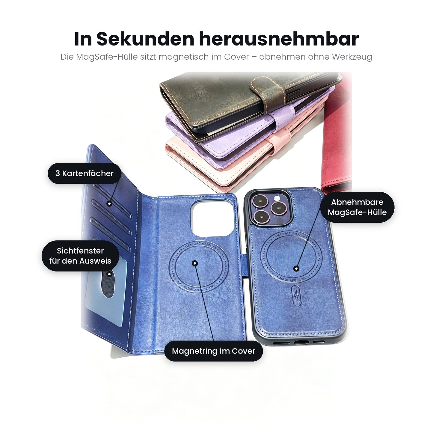 TeMo Deluxe Flip Case 2 in 1 Back Case für iPhone 16e